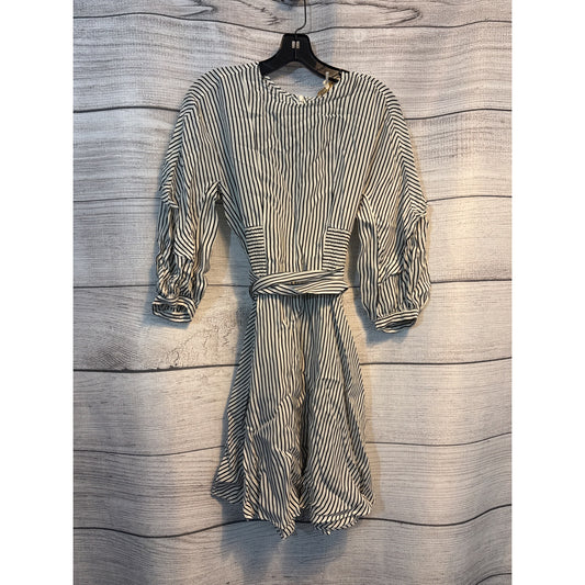 Maje Roxby Striped Mini Dress in White Cupro Size 1/S