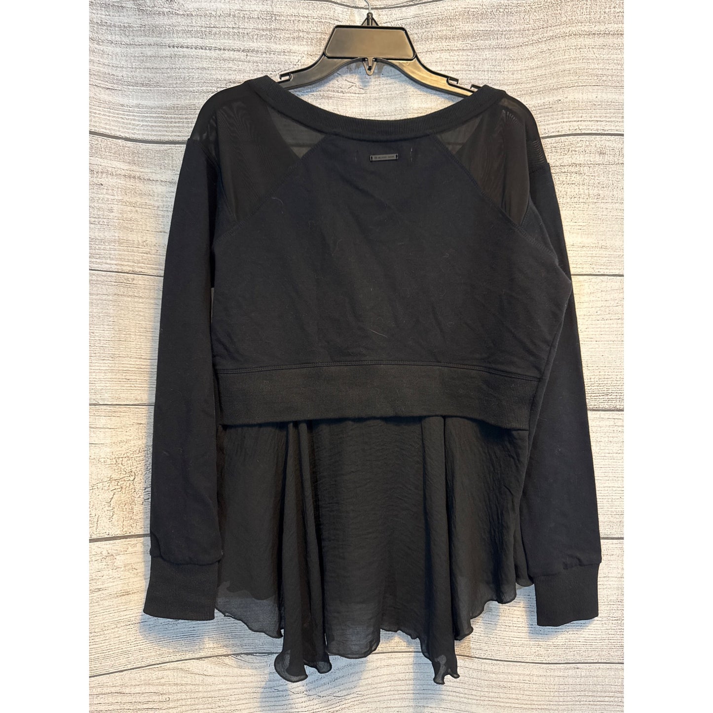 Blanc Noir Twirl Sweatshirt With Kangaroo Pockets Sheer Ruffle Hem Size L