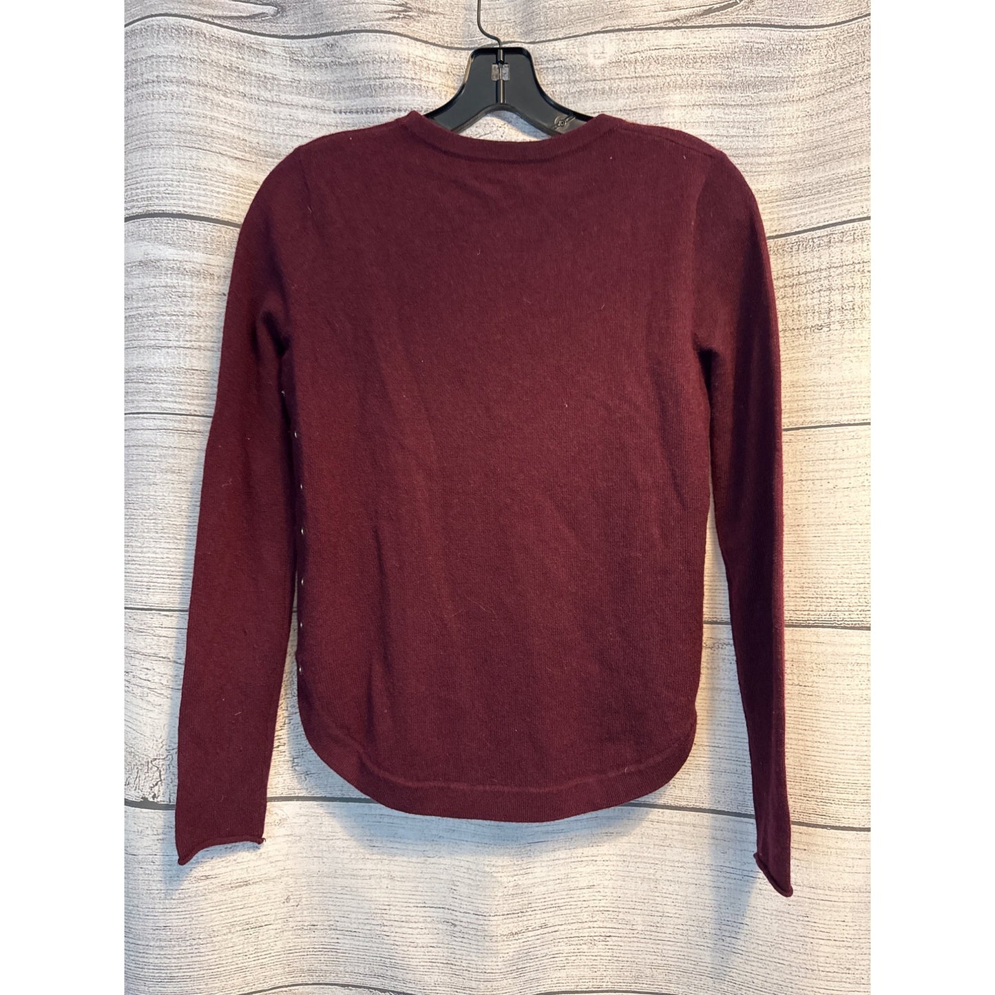 Lisa Todd Burgundy Cashmere Sweater With Side Eyelets Size XS