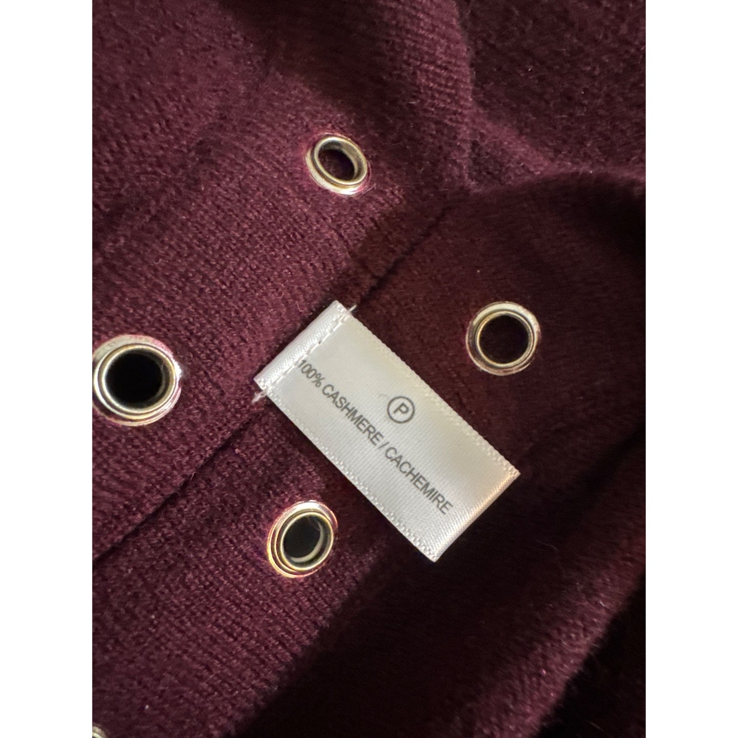 Lisa Todd Burgundy Cashmere Sweater With Side Eyelets Size XS