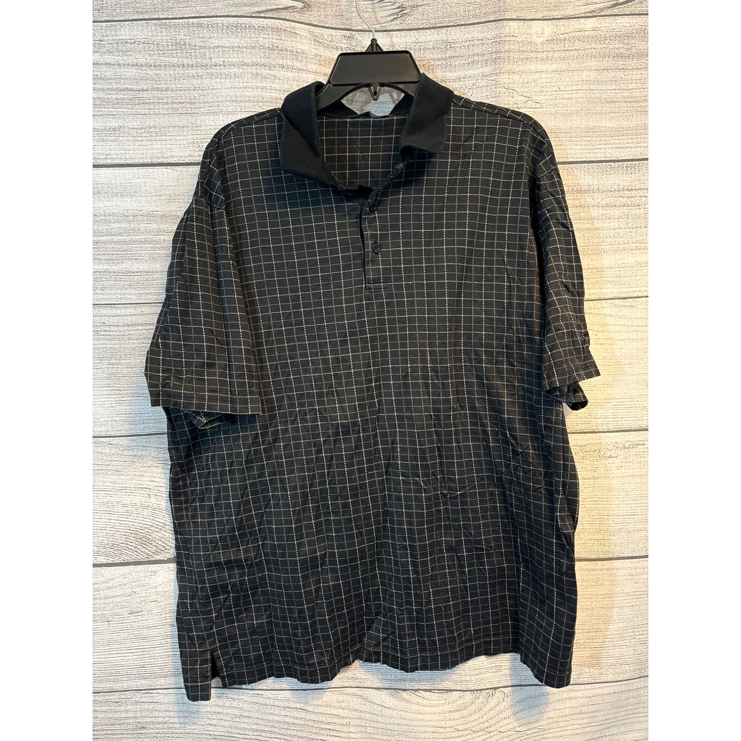 Bugatchi Uomo Mens Black & White Grid Polo Shirt Size XL