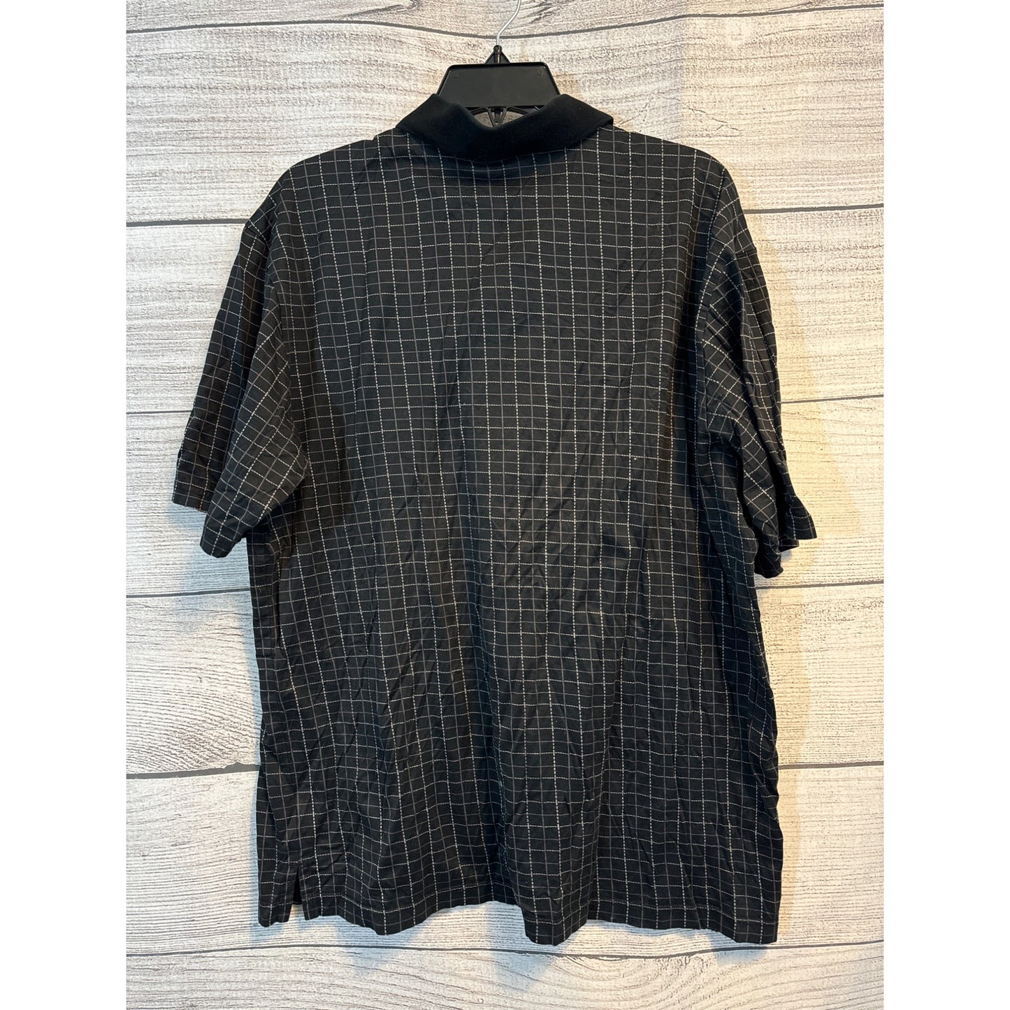Bugatchi Uomo Mens Black & White Grid Polo Shirt Size XL
