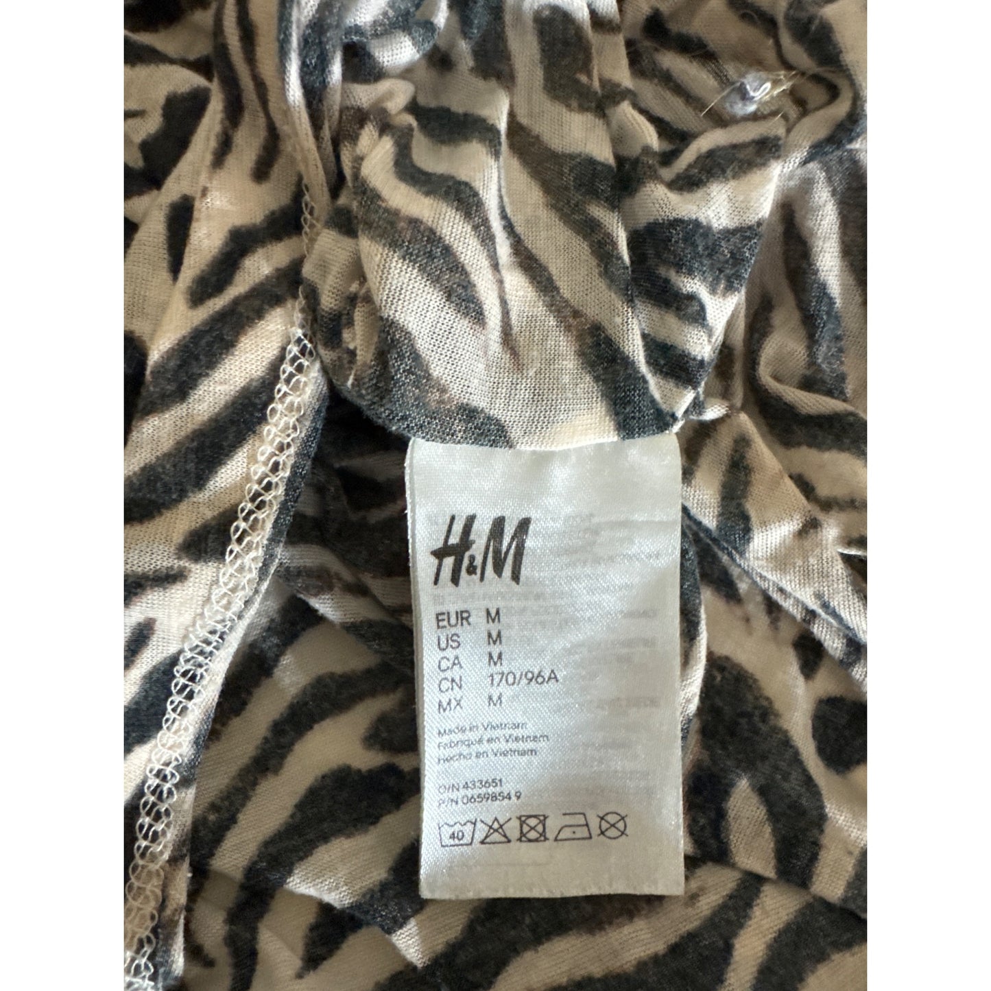 H&M Zebra Print V-Neck Tunic Dress Size M
