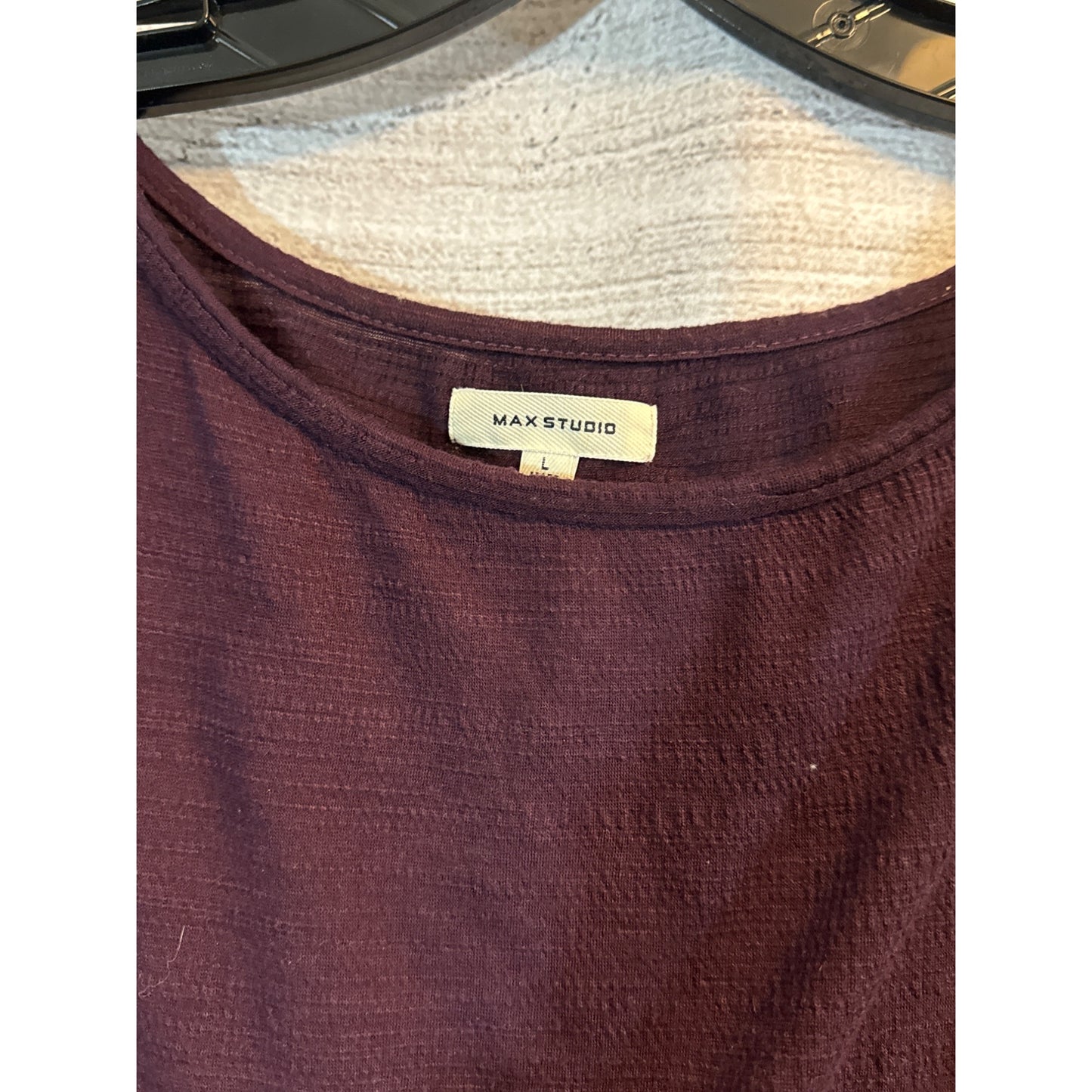 Max Studio Maroon Ruched Sleeve Top Size L