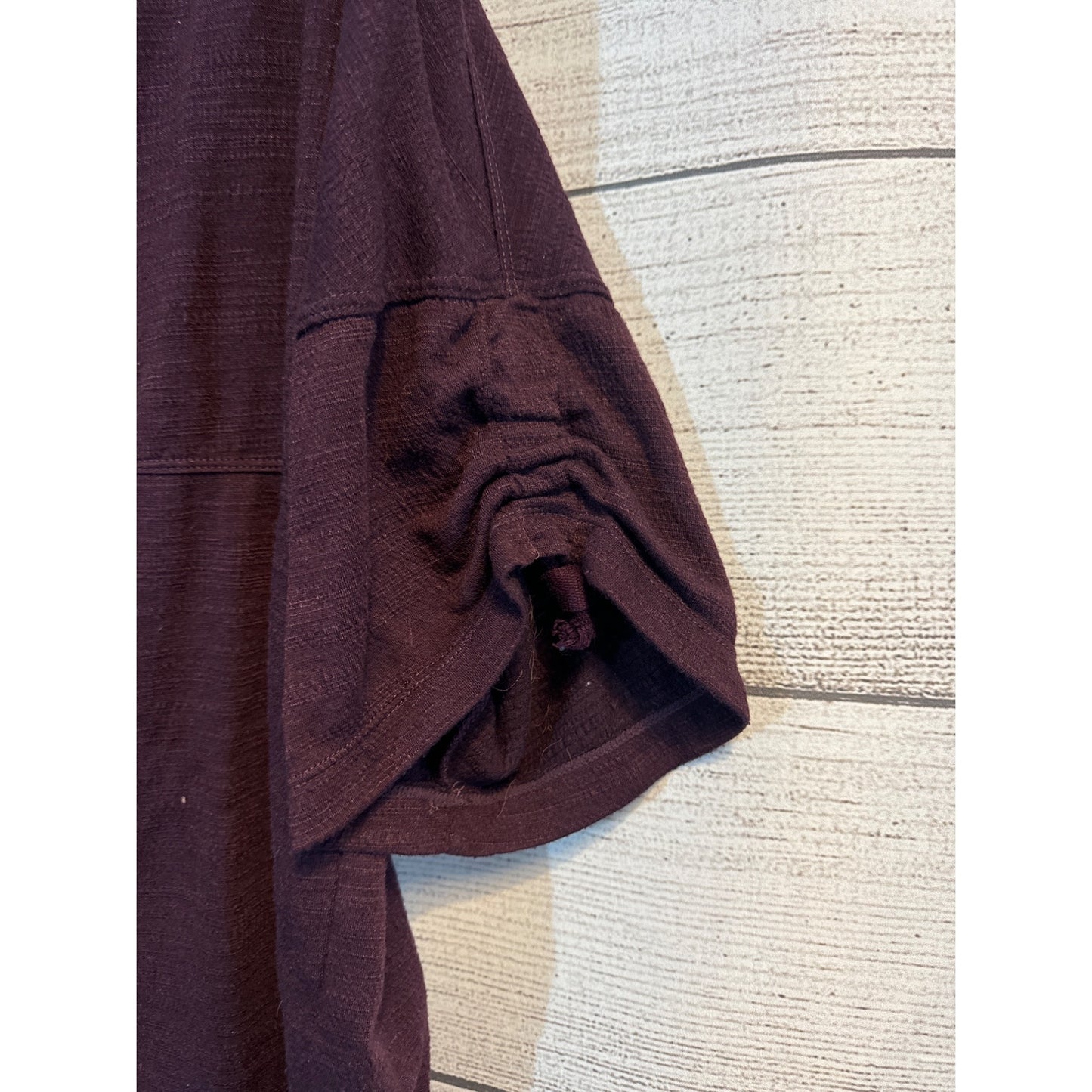 Max Studio Maroon Ruched Sleeve Top Size L