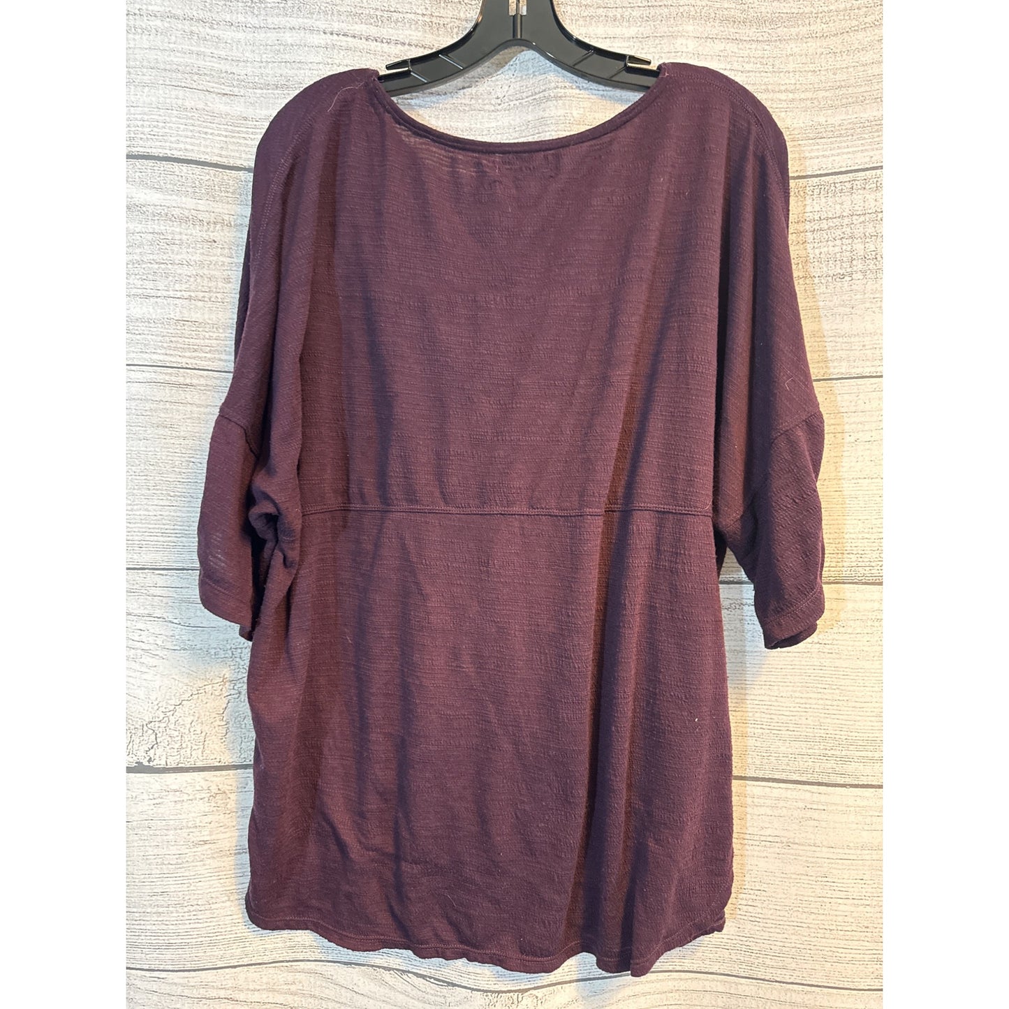 Max Studio Maroon Ruched Sleeve Top Size L