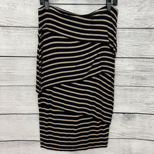 Bailey 44 Black & Beige Striped Bodycon Skirt Ruched Design,  Size M