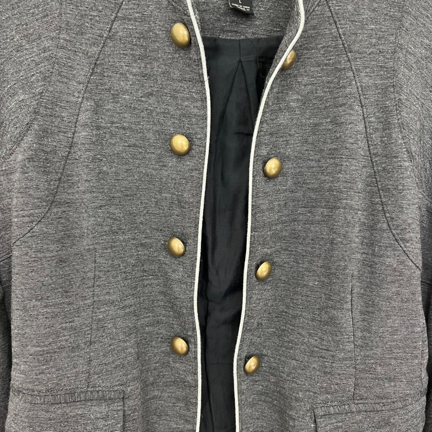 Ella Moss Gray Military-Style Jacket With Brass Button Accents, Size M