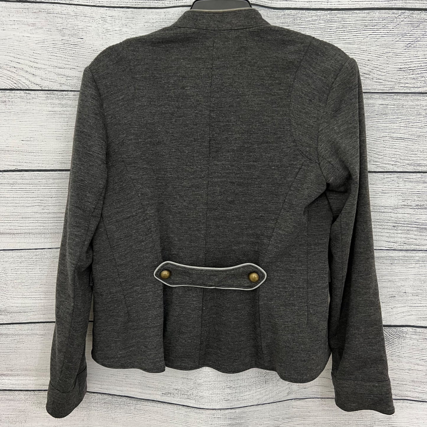 Ella Moss Gray Military-Style Jacket With Brass Button Accents, Size M