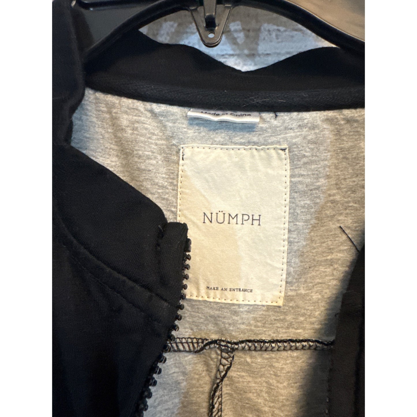 Nümph Black Longline Casual Jacket With Front Zip & Pockets Size L