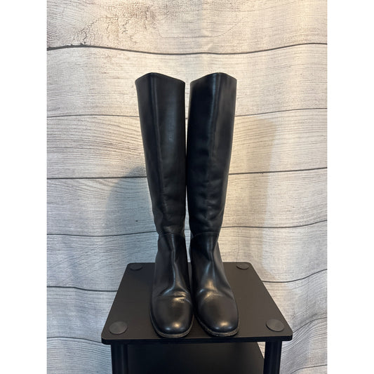 Chanel Black Leather Riding Boot Size 8.5