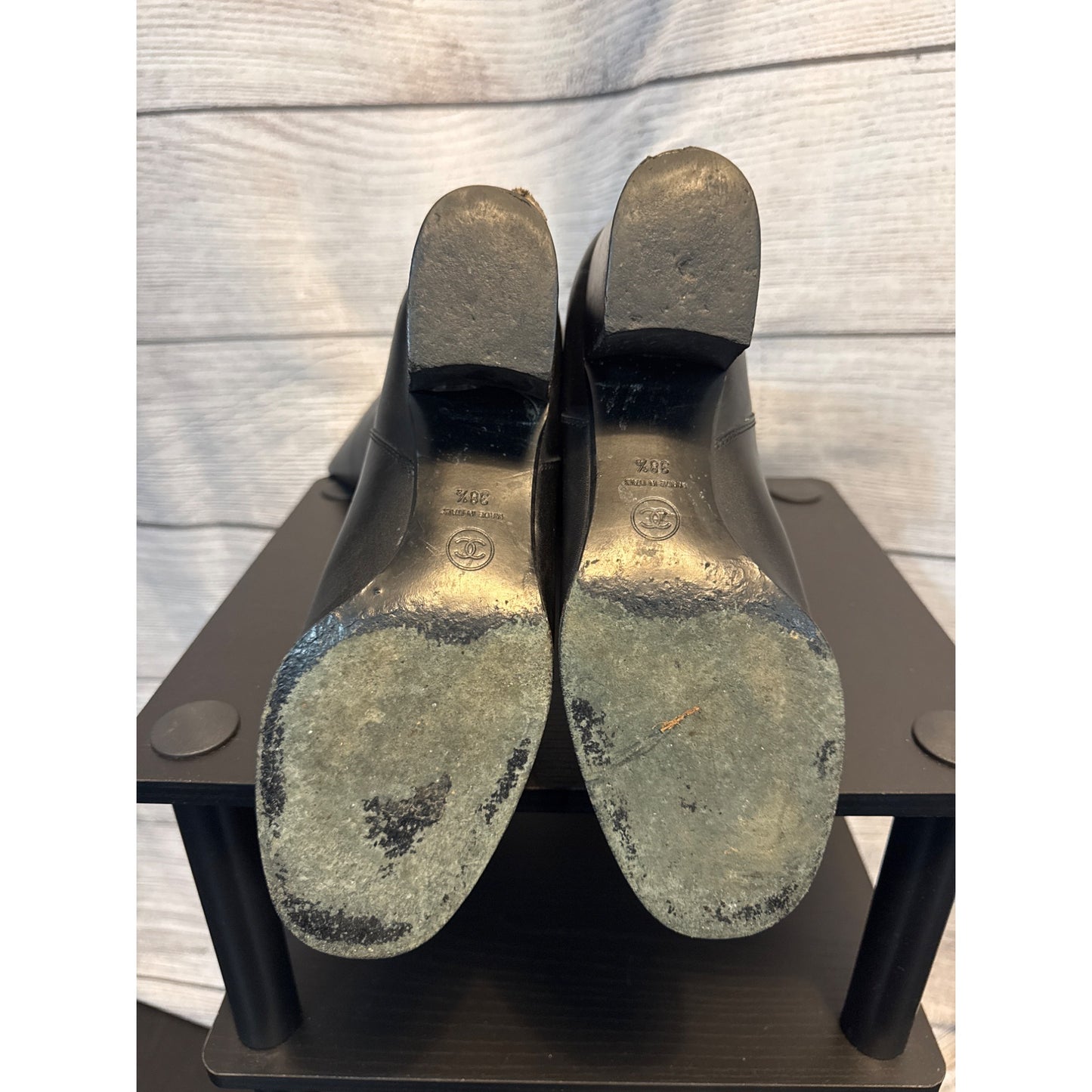 Chanel Black Leather Riding Boot Size 8.5