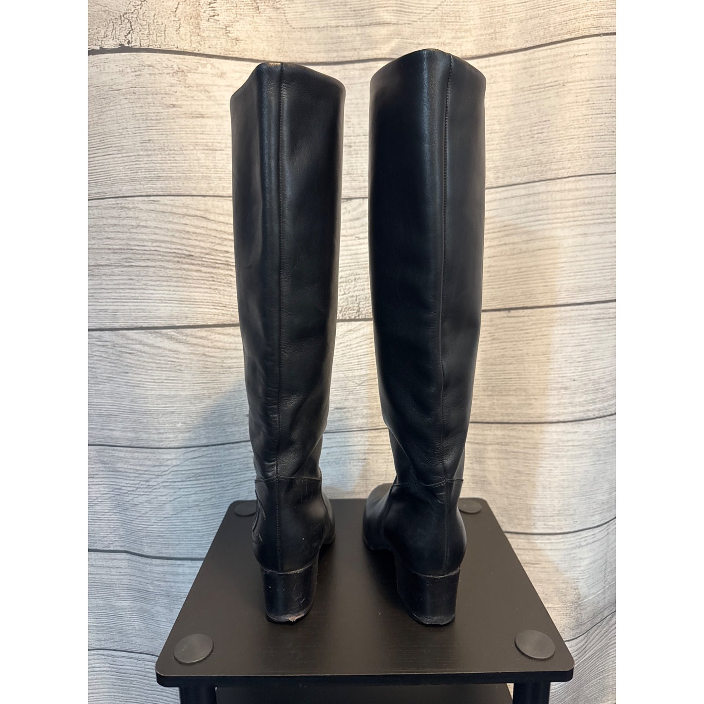 Chanel Black Leather Riding Boot Size 8.5