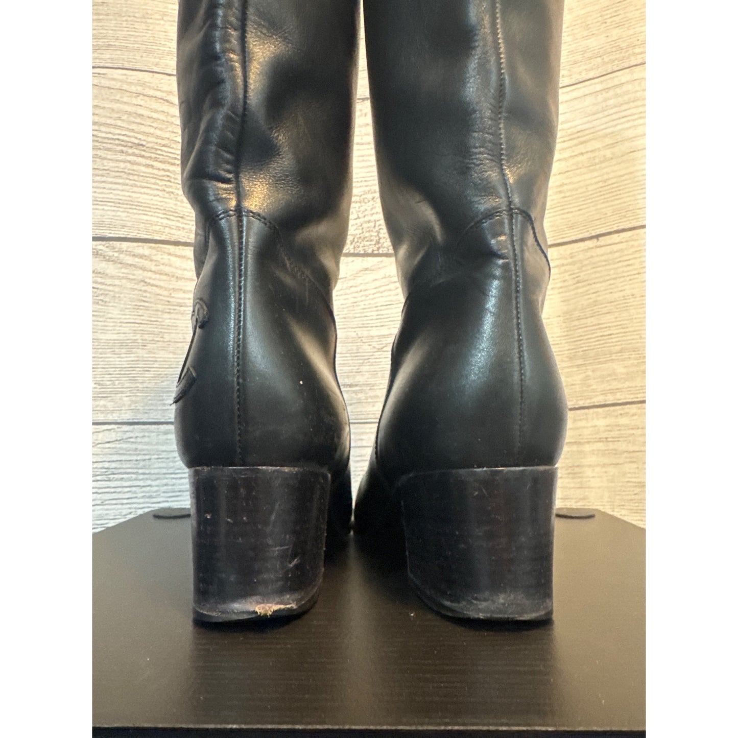 Chanel Black Leather Riding Boot Size 8.5