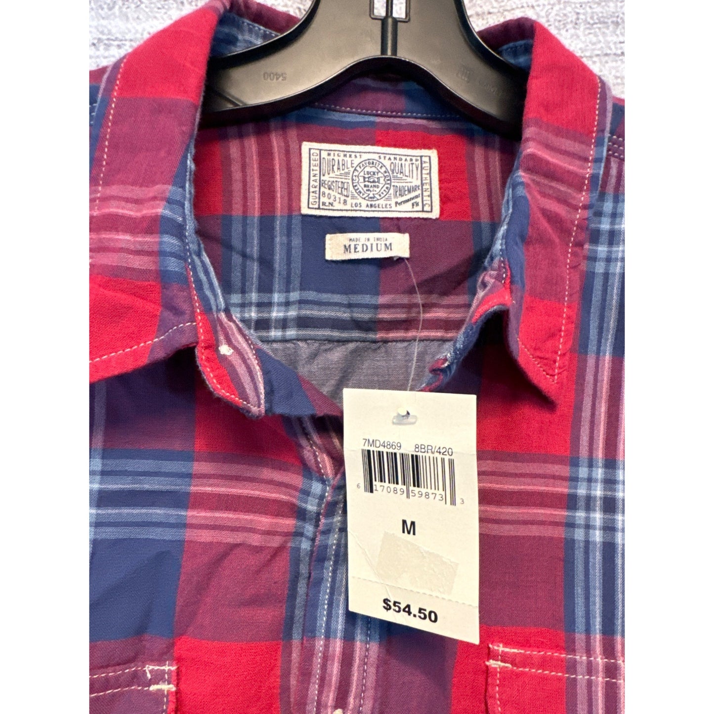 NWT Men's Lucky Brand Plaid Long Sleeve Button Down