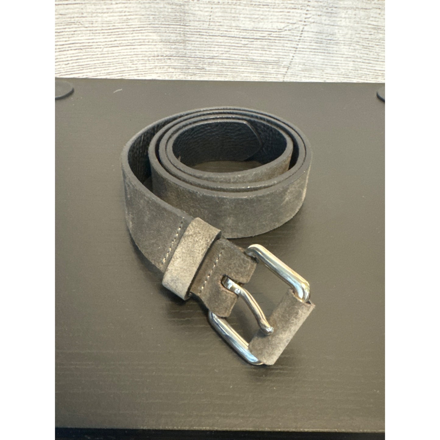 Basic grey Leather Belt With Silver Buckle Size S