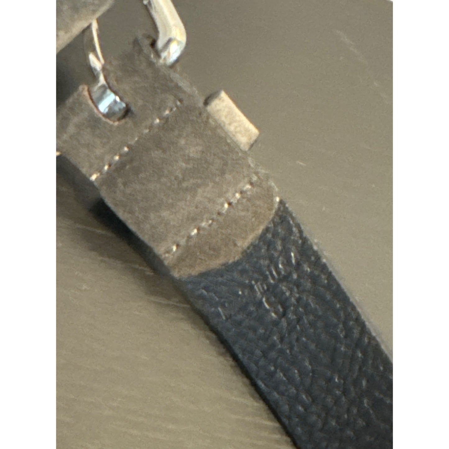 Basic grey Leather Belt With Silver Buckle Size S