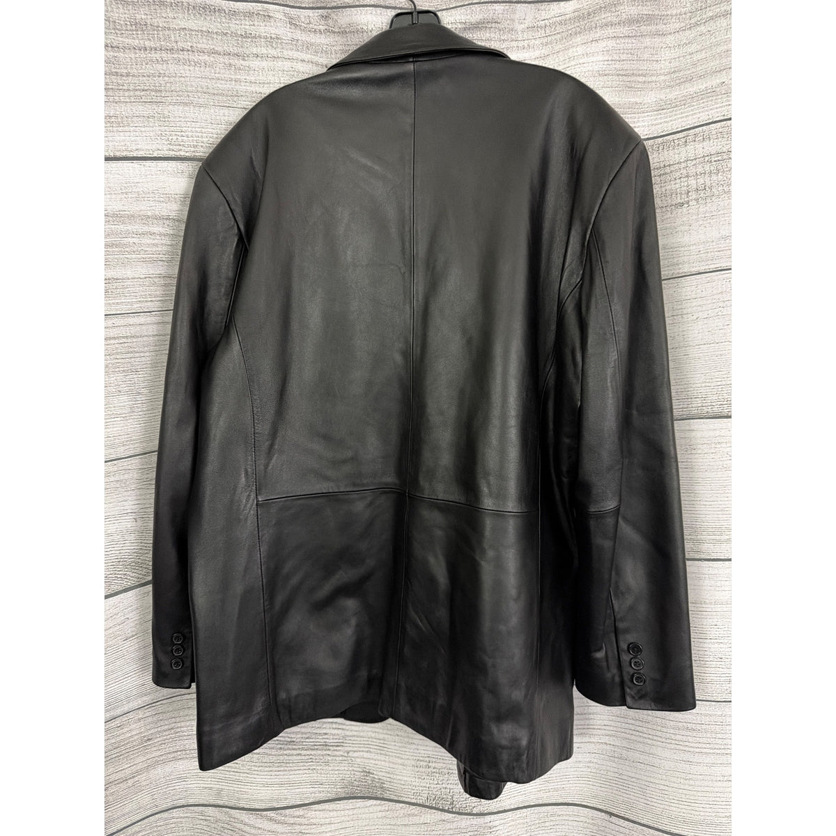 Mens City Jones New York Black Leather Blazer Jacket Size 42R