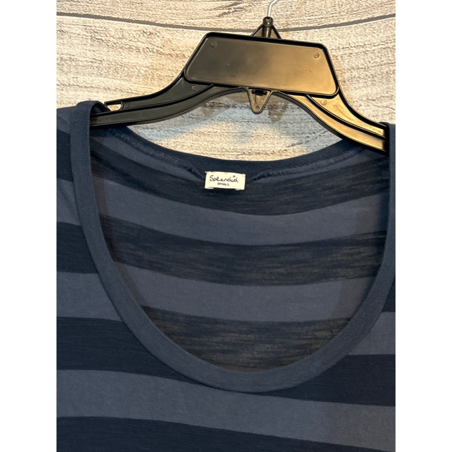 Splendid Blue & Black Striped Short Sleeve Top Size S