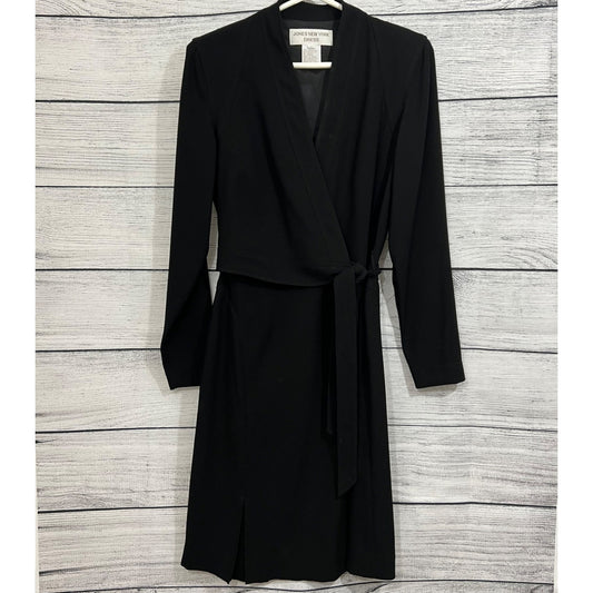 Jones New York Black Long Sleeve Wrap Dress, Size 4