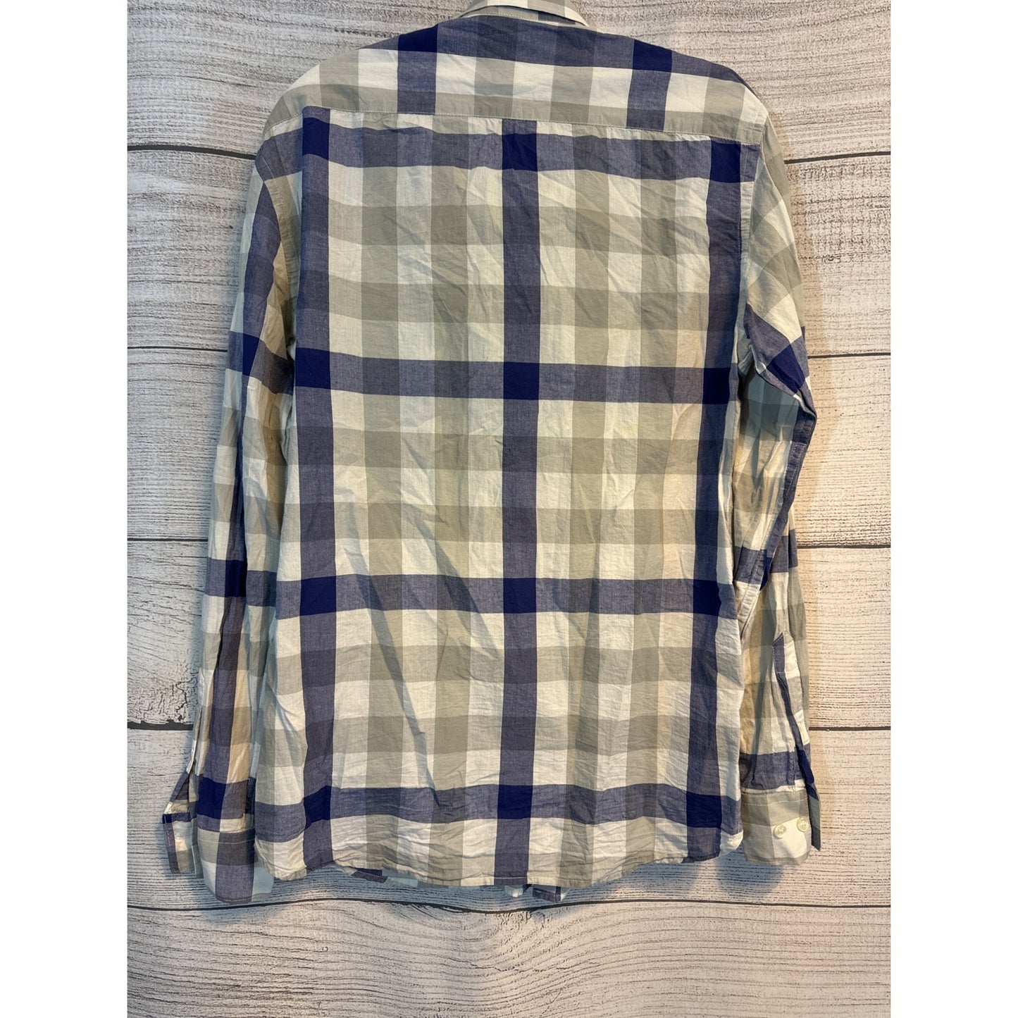 French Connection Mens Blue Plaid Button Down Size M