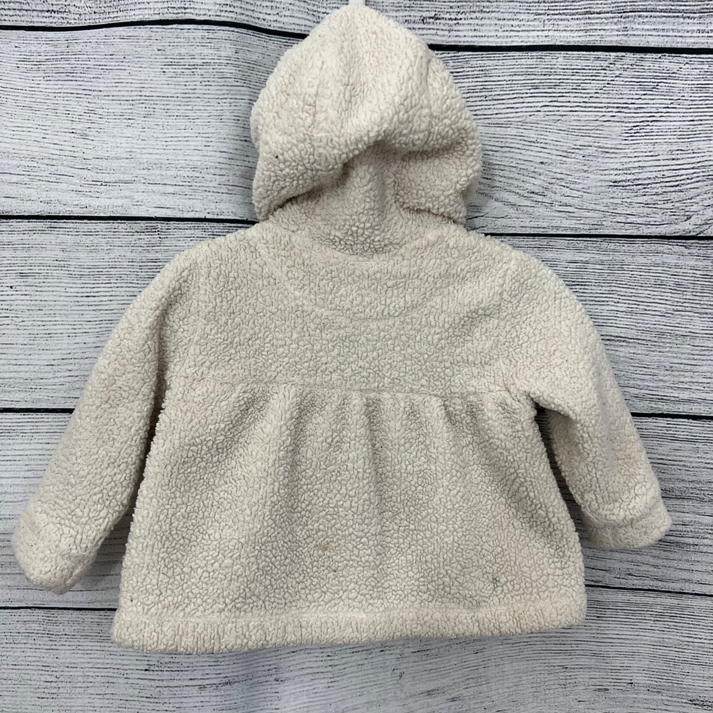Baby Gap Sherpa Hooded Jacket With Wooden Buttons & Pockets, Size 6-12m