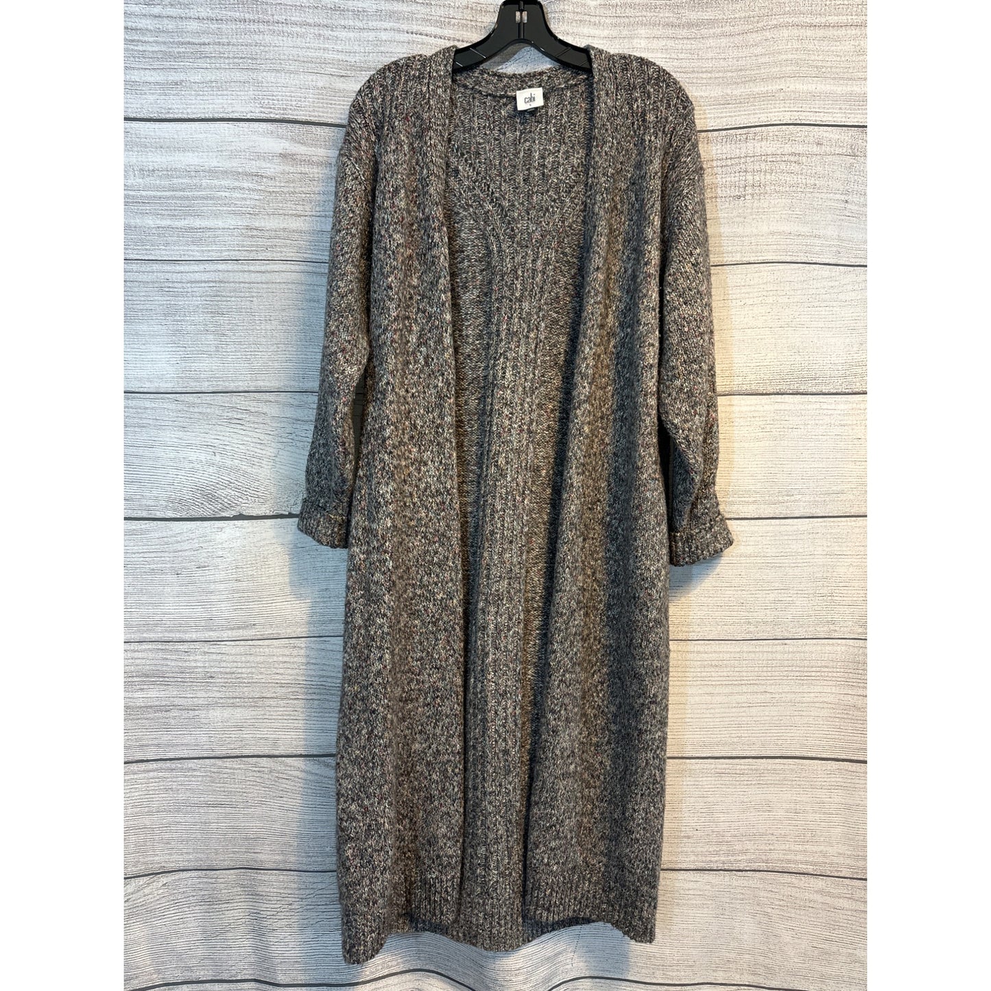 Cabi Long Knit Cardigan Sweater Sparkly Speckled Button-Front Size S