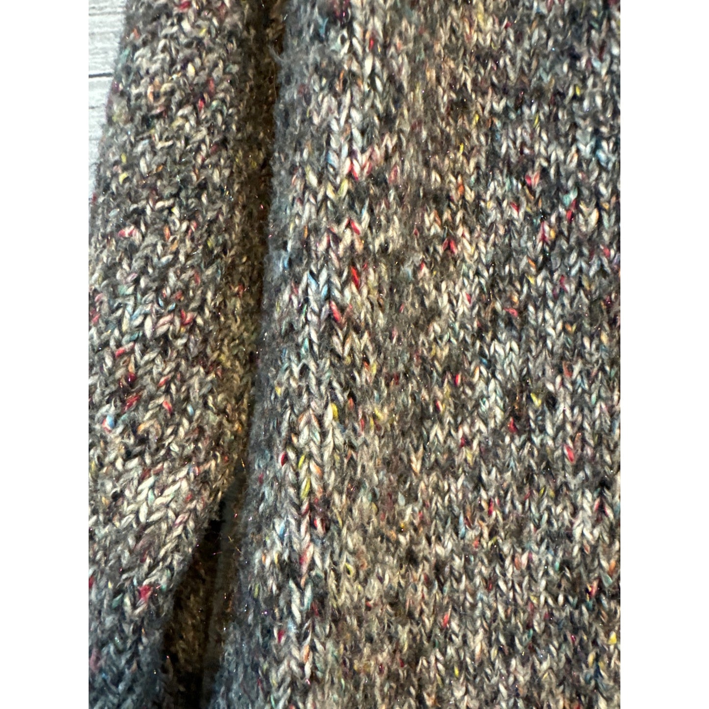 Cabi Long Knit Cardigan Sweater Sparkly Speckled Button-Front Size S