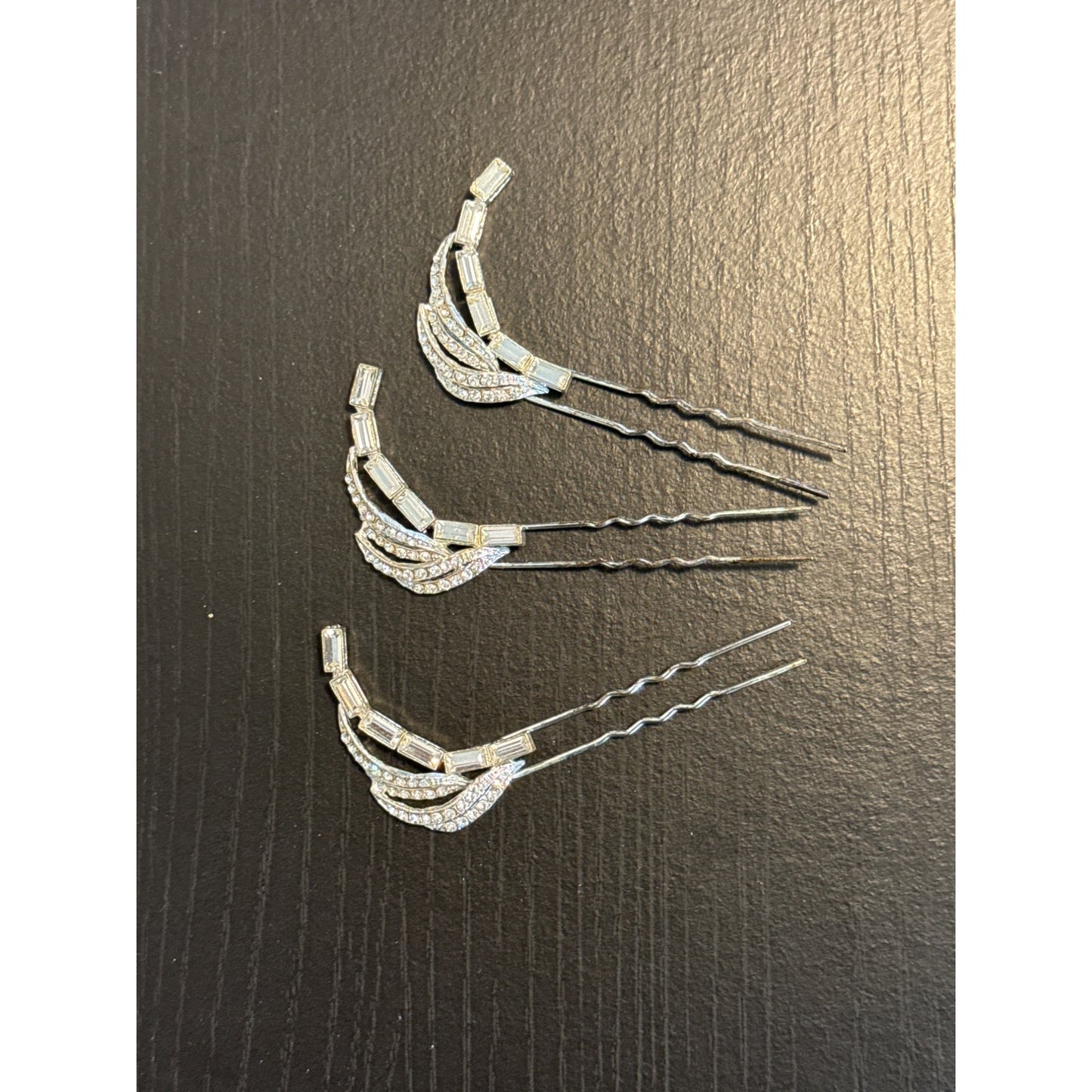 Set Of 3 Rhinestone Crystal Hair Pins Elegant Hair Accessories For Special Events & Bridal Looks
