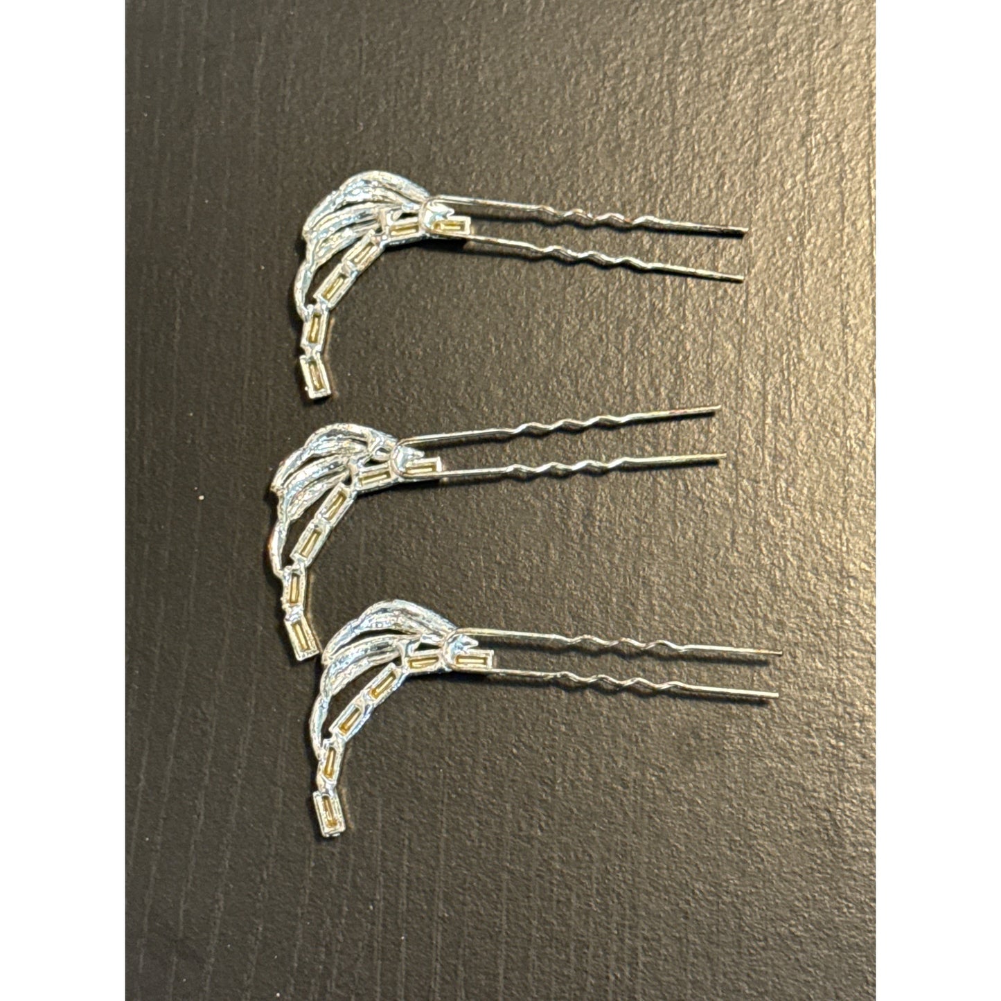 Set Of 3 Rhinestone Crystal Hair Pins Elegant Hair Accessories For Special Events & Bridal Looks