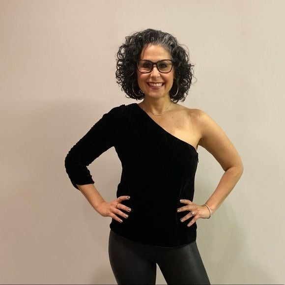 Joie One shoulder velour top