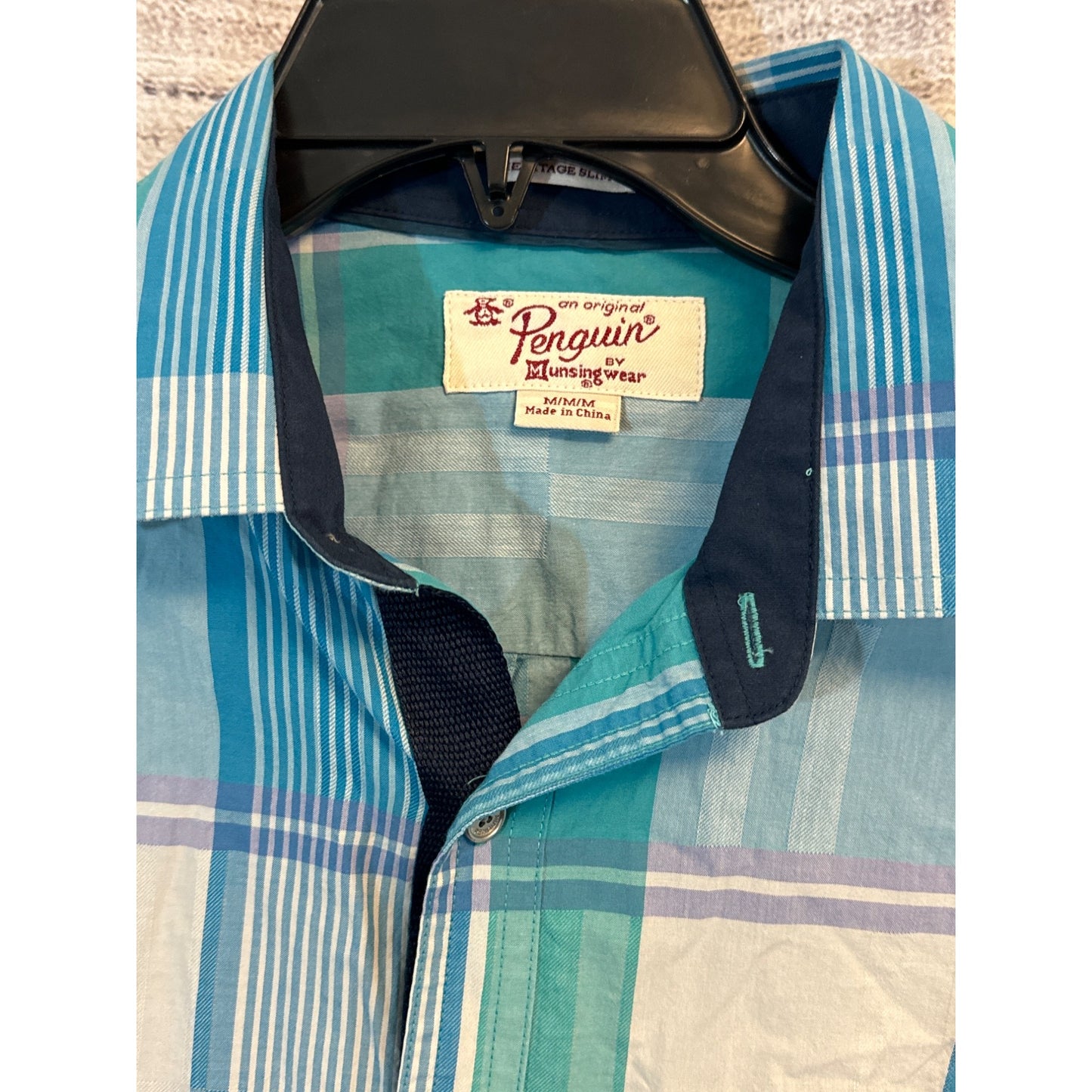 Original Penguin Mens Plaid Button-Down Shirt Size M