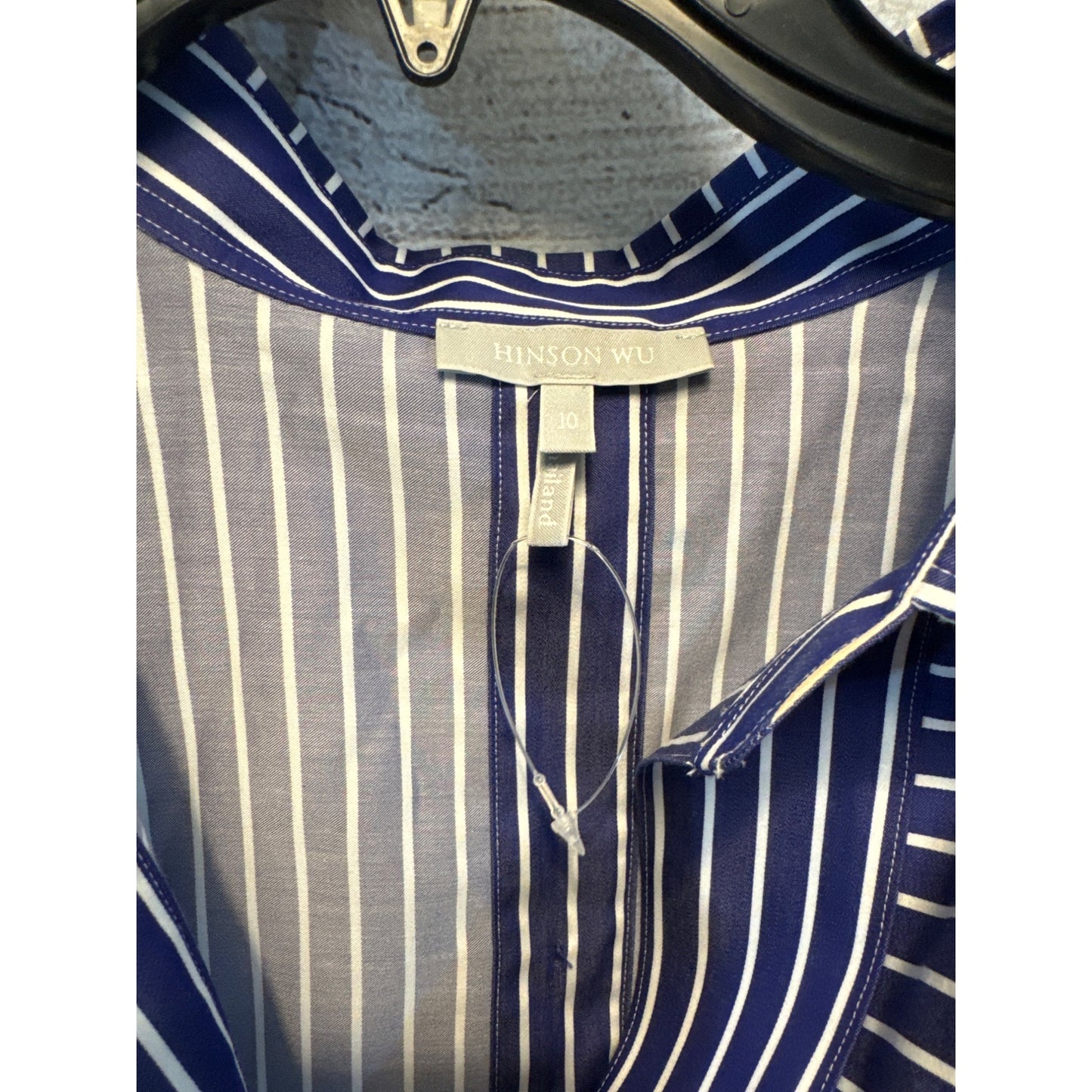 NWOT Hinson Wu Aileen Polished Cotton Pullover Marine Blue Stripes Size 10