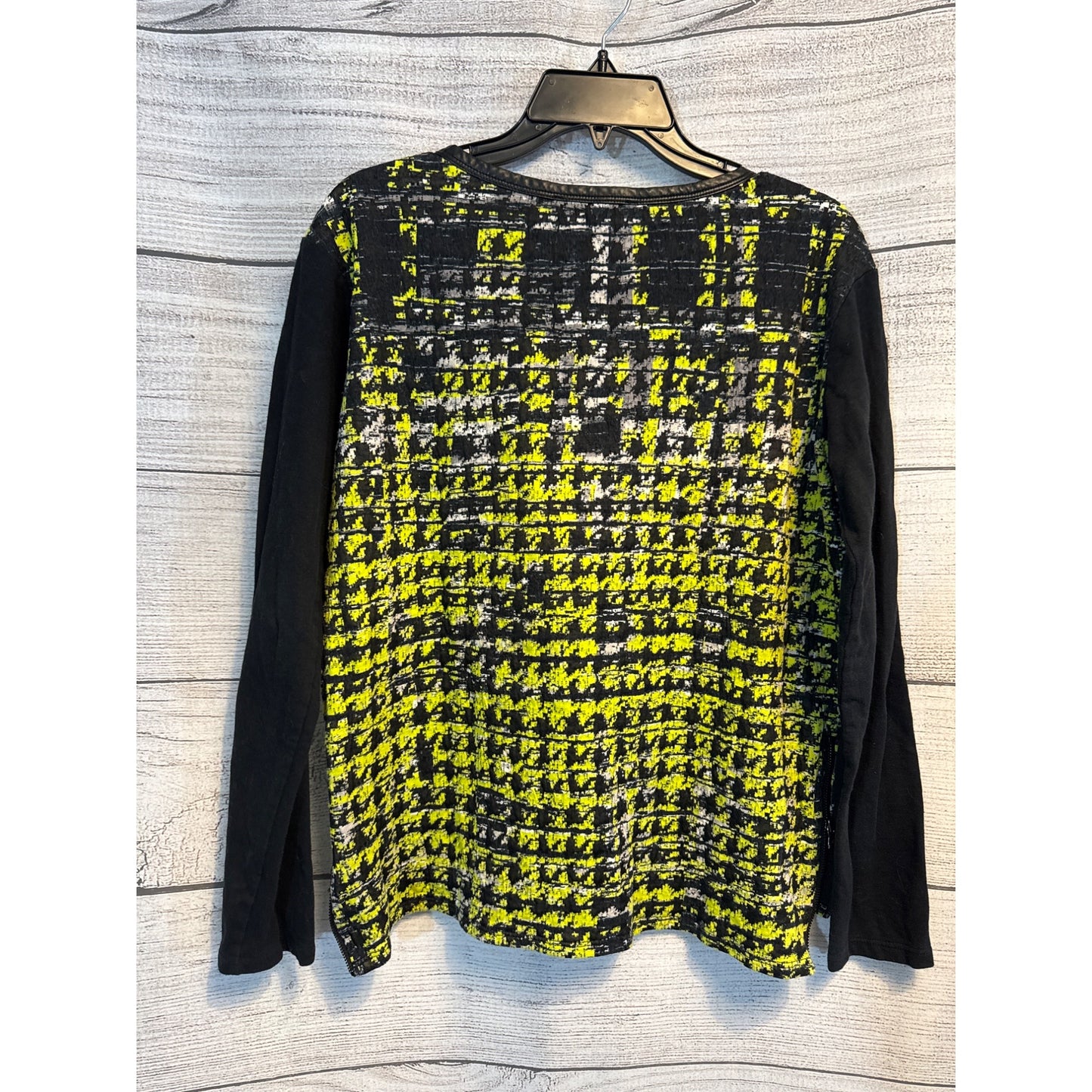Kenneth Cole New York Long Sleeve Knit Top Black/Yellow Size S