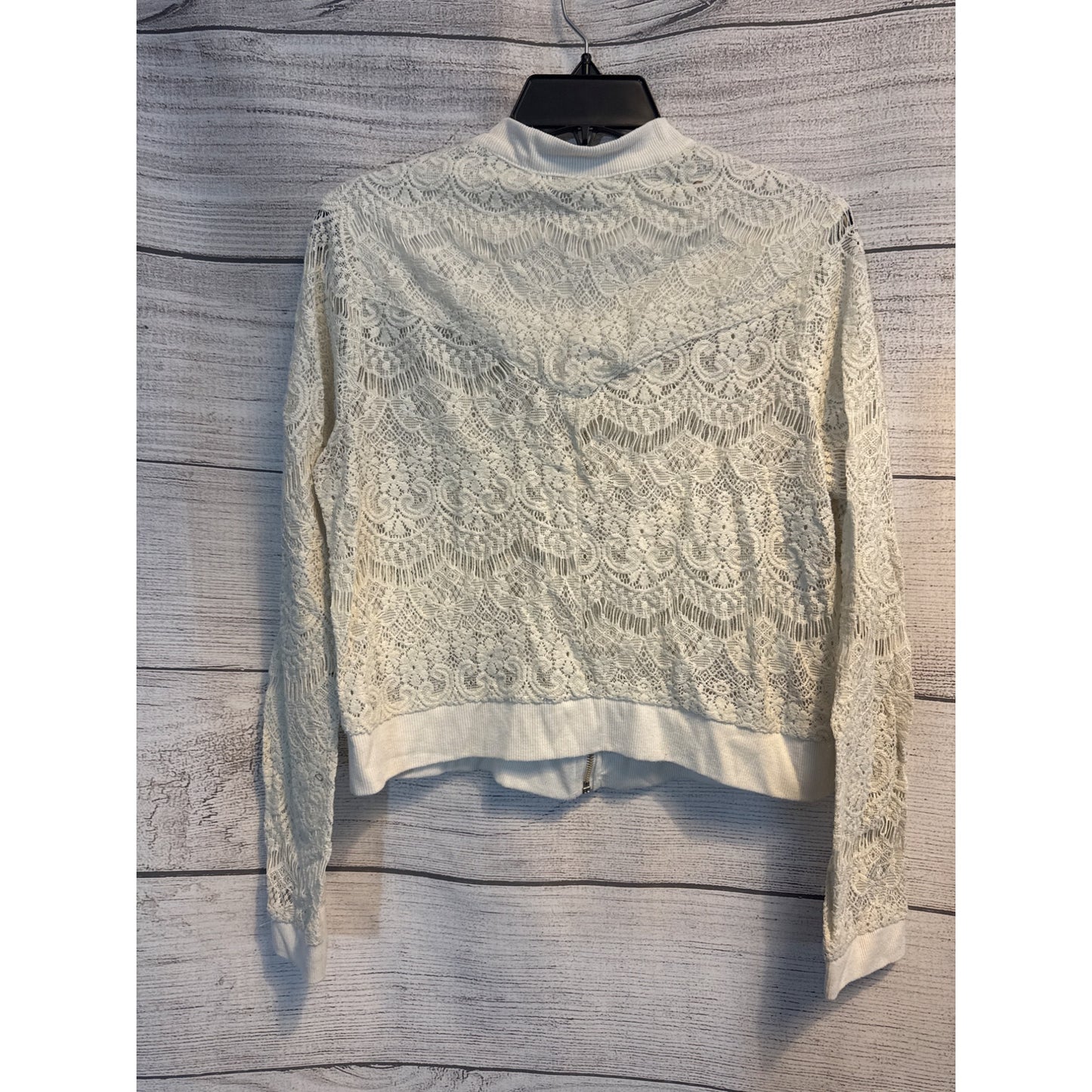 Aqua Lace Bomber Jacket In Ivory Size M