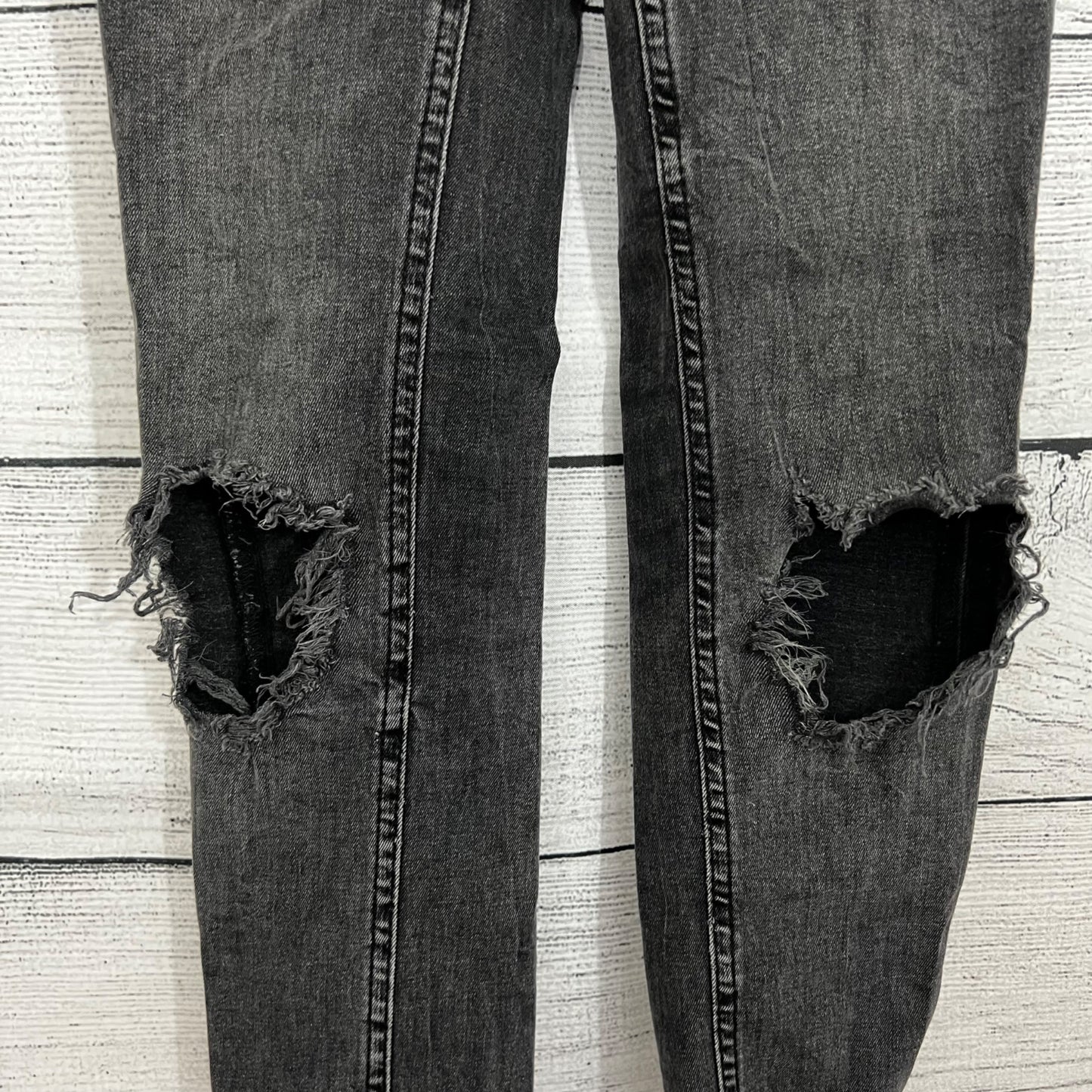 Free People Distressed Black Skinny Jeans, Size 25