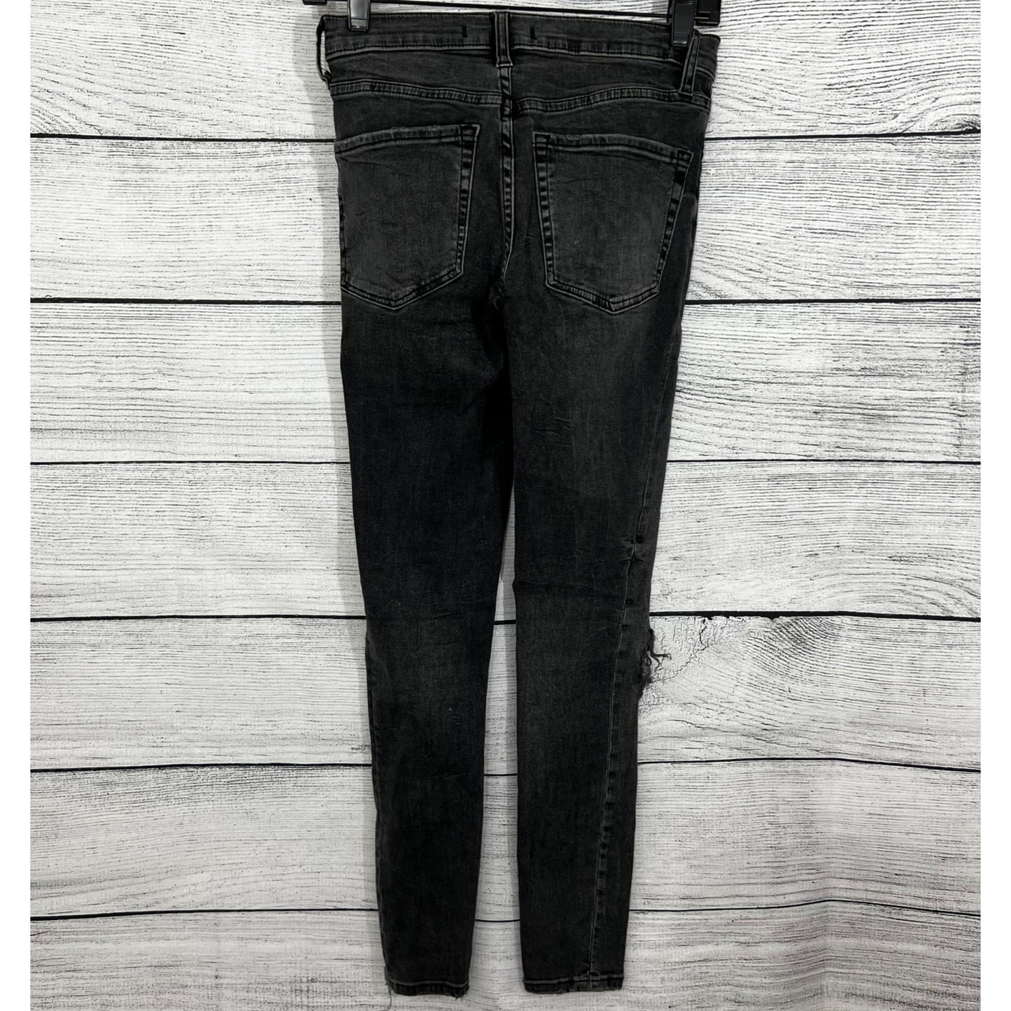 Free People Distressed Black Skinny Jeans, Size 25