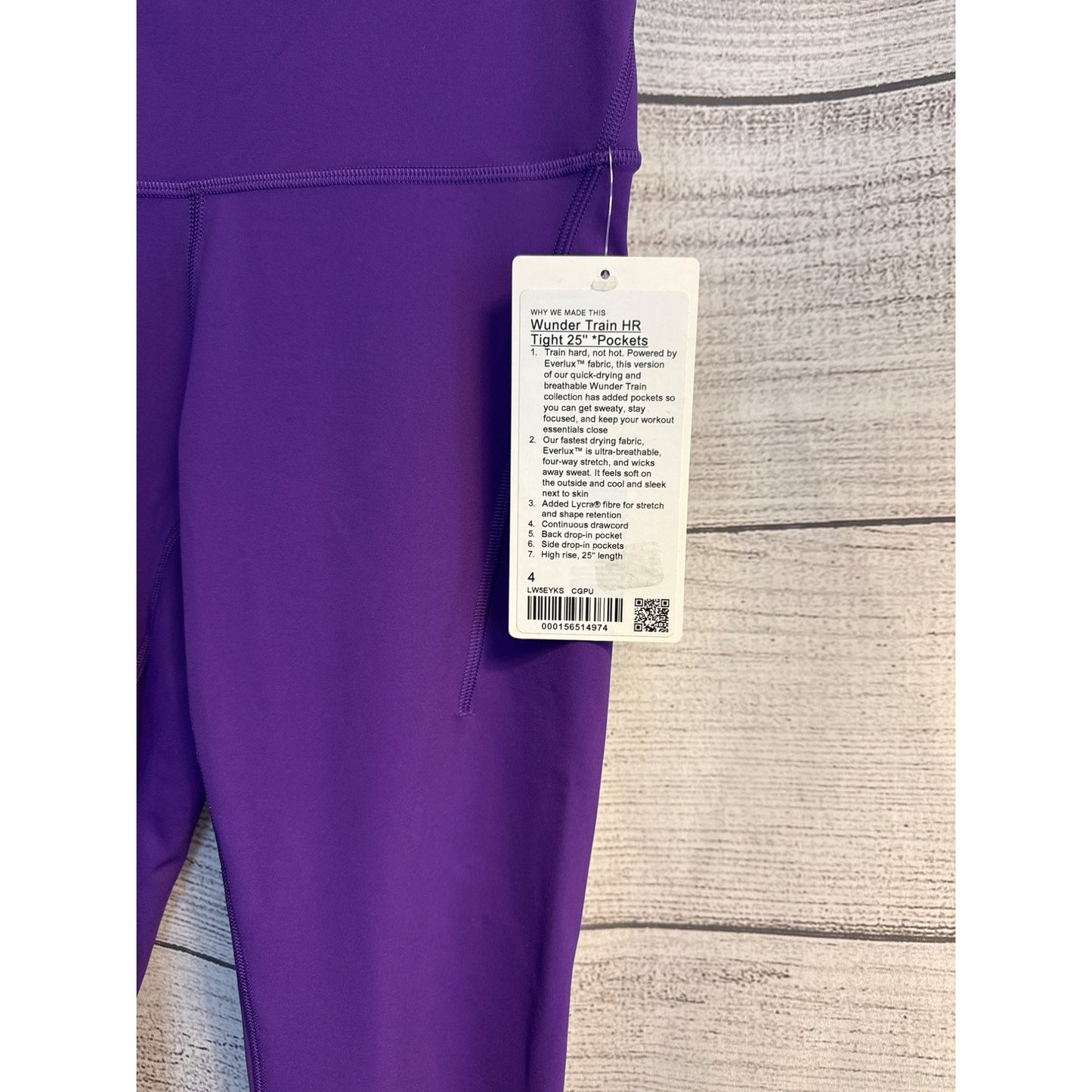 NWT Lululemon Wunder Train HR Tight 25" College Purple Leggings Size 4