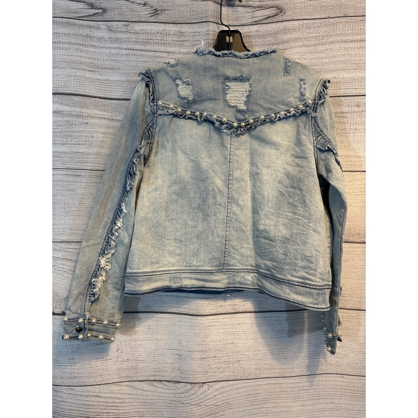 Generation Love Distressed Denim Jacket With Pearl Embellishments
