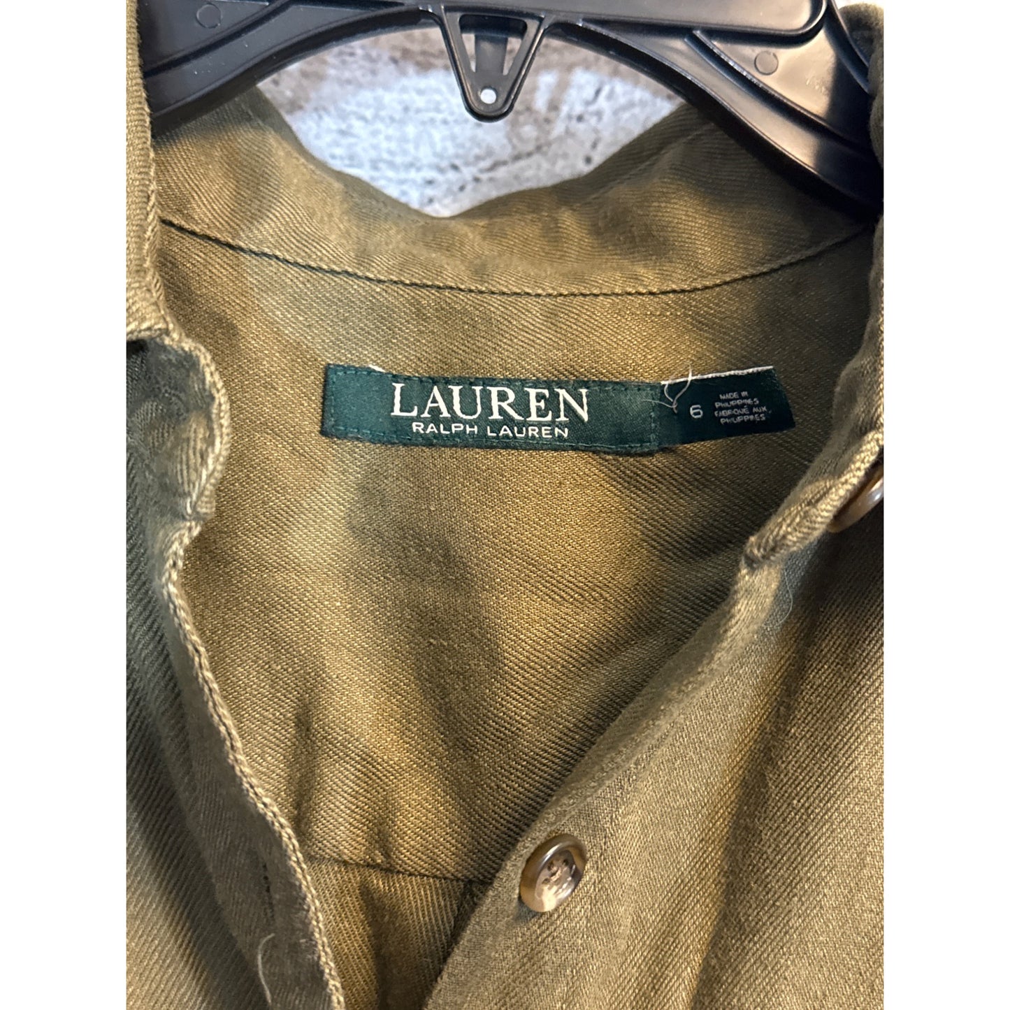 Lauren Ralph Lauren Sleeveless Olive Romper With Button Front & Drawstring Waist Size 6