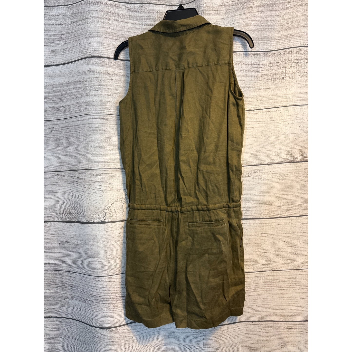 Lauren Ralph Lauren Sleeveless Olive Romper With Button Front & Drawstring Waist Size 6