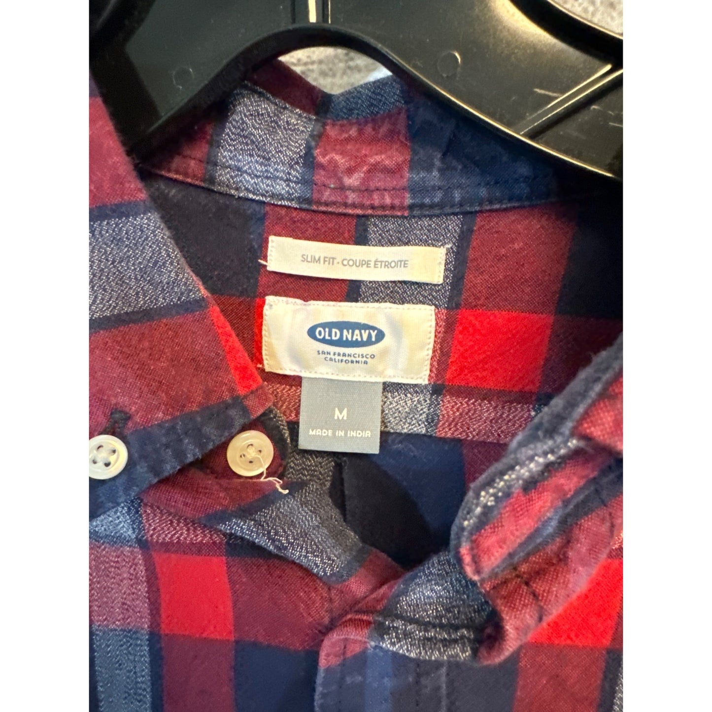 Old Navy Mens Slim Fit Plaid Button-Down Shirt M