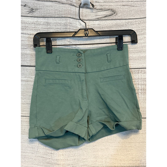 Timing Women's High-Waist Button-Up Green Shorts Size S