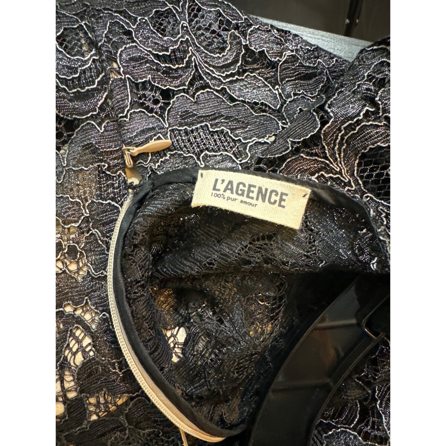 L'Agence Black Lace Dress with slip Size 8