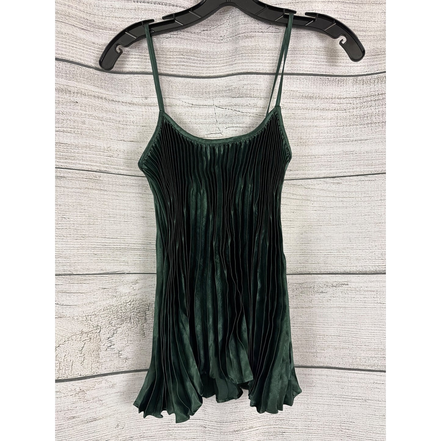 NWT Vince Emerald Green Pleated Spaghetti Strap Top Size S