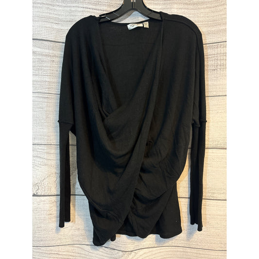 RD Style Black Drape Front Long Sleeve Top Size M