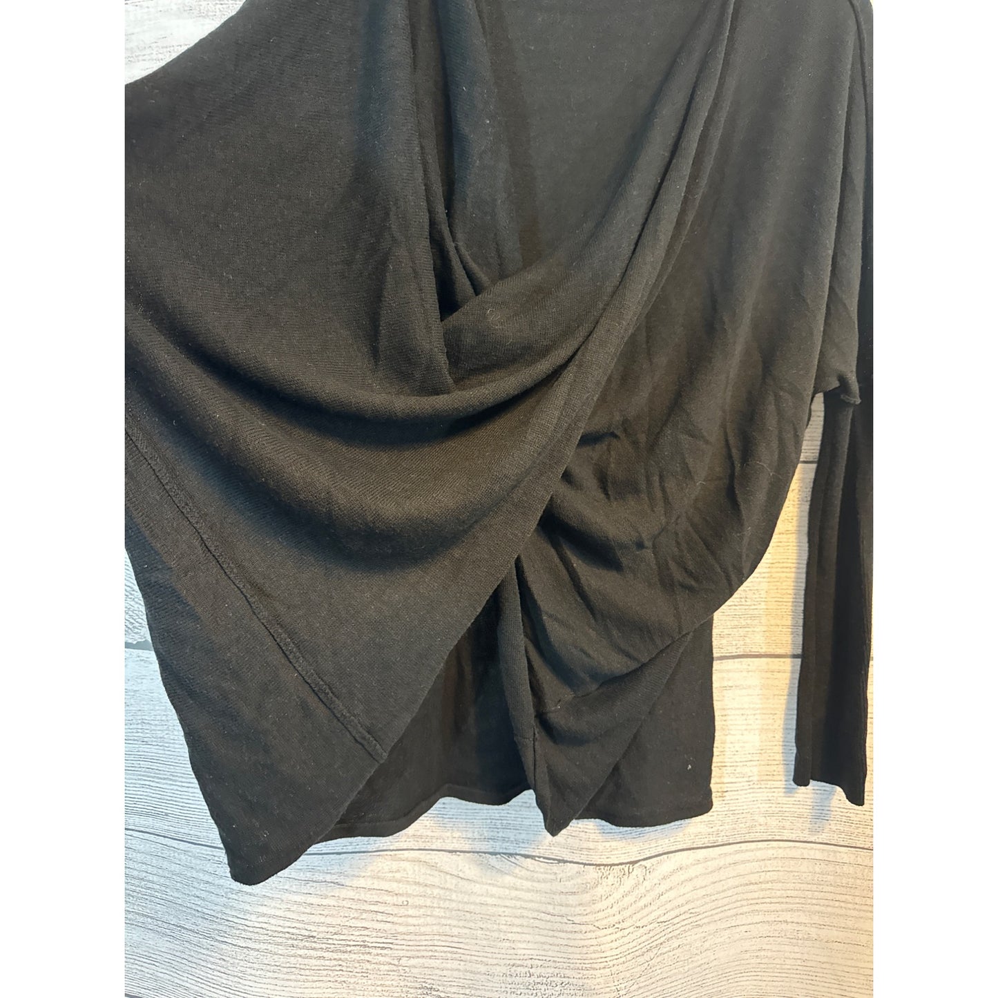 RD Style Black Drape Front Long Sleeve Top Size M