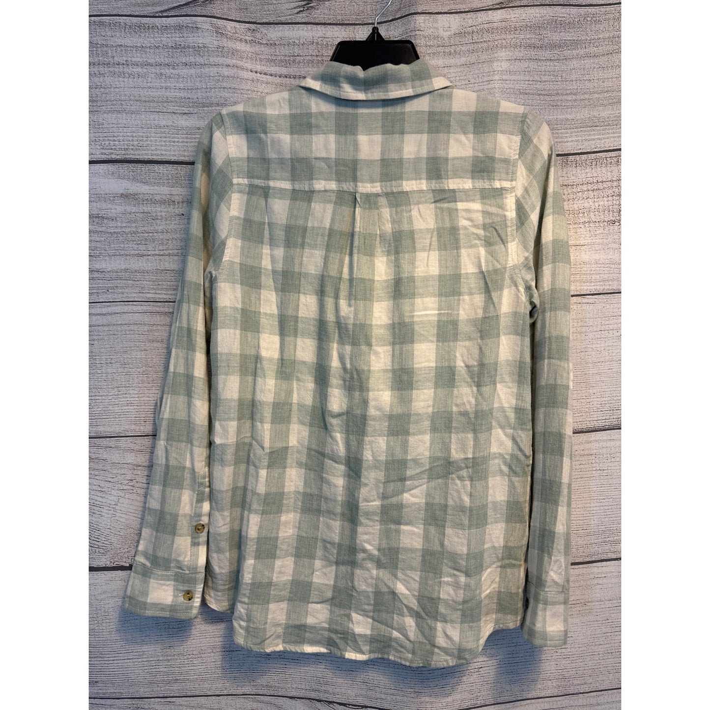 Marine Layer Green Plaid Half Button-Down Shirt Size XS