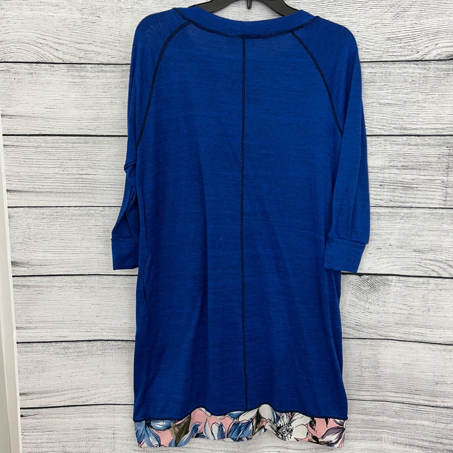 The Garment Creative, Blue Floral Hem Tunic Dress With 3/4 Sleeves, Size M