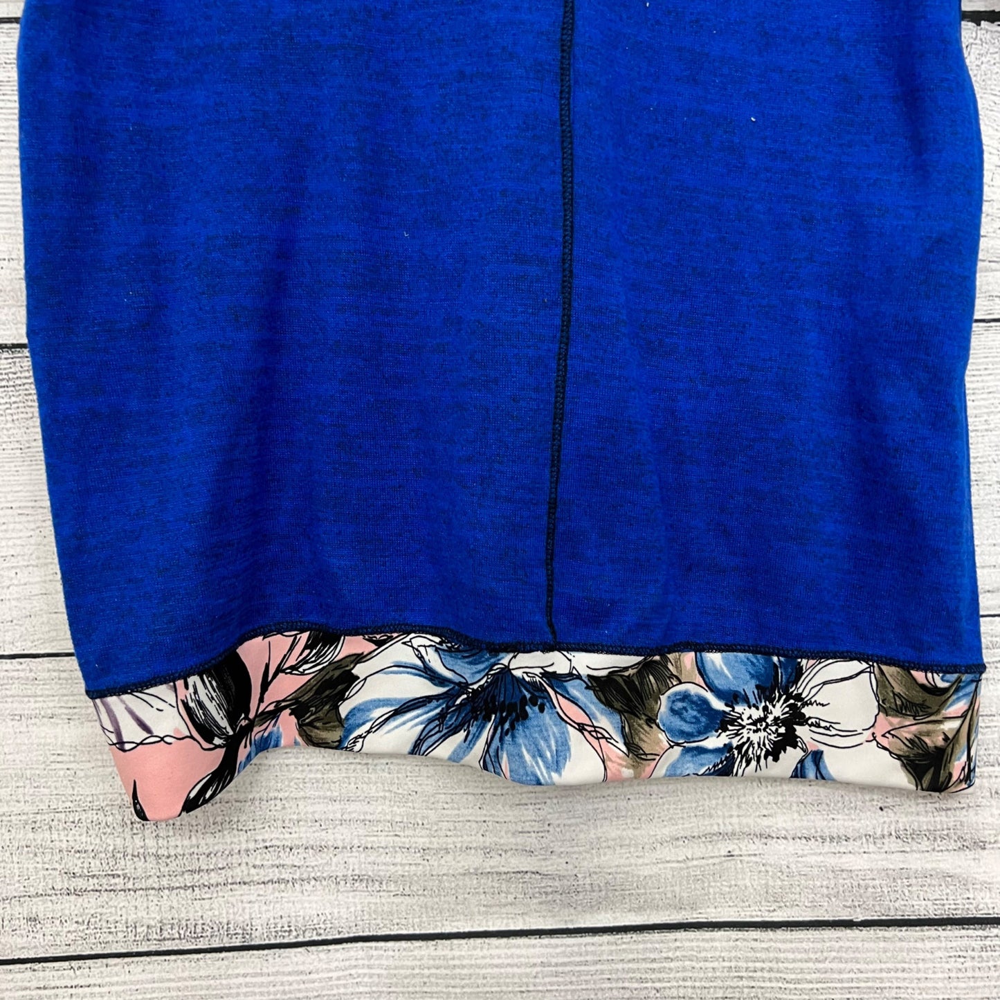 The Garment Creative, Blue Floral Hem Tunic Dress With 3/4 Sleeves, Size M